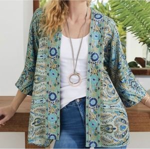 Soft Surroundings Medina Embroidered Kimono Topper Size L/XL New
